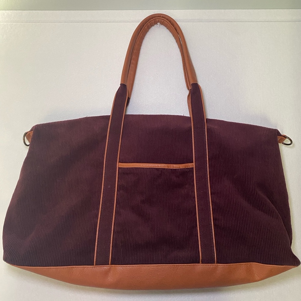 DSW Brown and Maroon Burgundy Duffel Overnight Bag